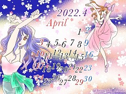 カレンダー 桜 花 桜舞う バレリーナ ダンス 女の子 オリジナル 季節イラスト