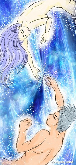 季節イラスト 七夕 織姫と彦星 アダルト セクシー 男と女 オリジナル イラスト 星空