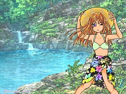 季節イラスト 夏娘 健康的な色気 水着 夏 女の子 オリジナル デジタル画 スマホで指描き