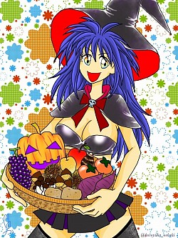 ハロウィン 季節ネタ 収穫の秋 魔女 たわわ 女の子 かわいい オリジナル イラスト デジタル画