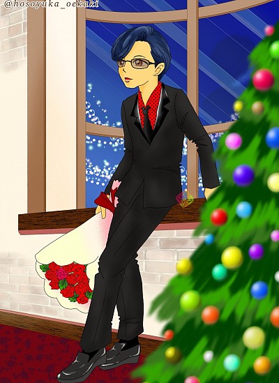 藤井フミヤ ファンアート クリスマス絵 薔薇の花束 推しを描く