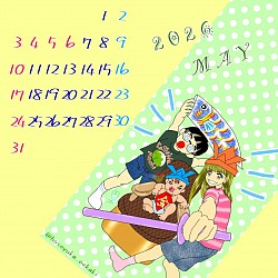 カレンダー 5月 元気な子ども達 こどもの日 スマホ指描き
