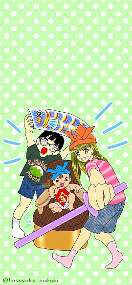 カレンダーイラスト オリジナル スマホ指描き 5月 こどもの日