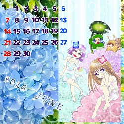 スマホ指描き 雨イラスト 紫陽花姉妹 オリジナル