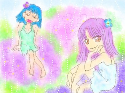 紫陽花姉妹 デジタル画 デジタル初心者 イラスト